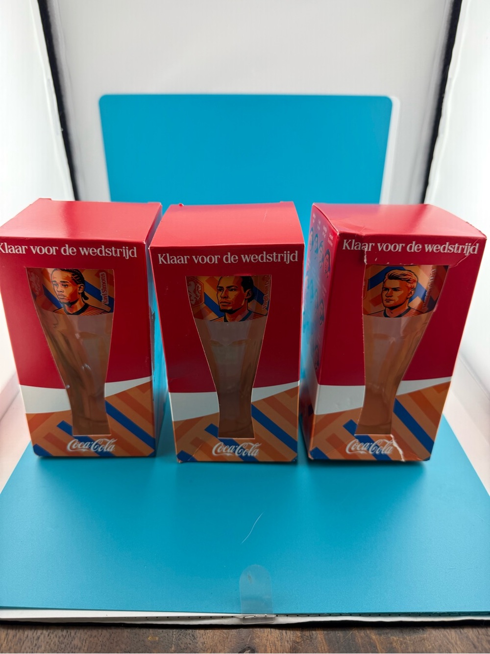 Coca Cola Red Promotional Pint Glasses Trio with Orange Accents